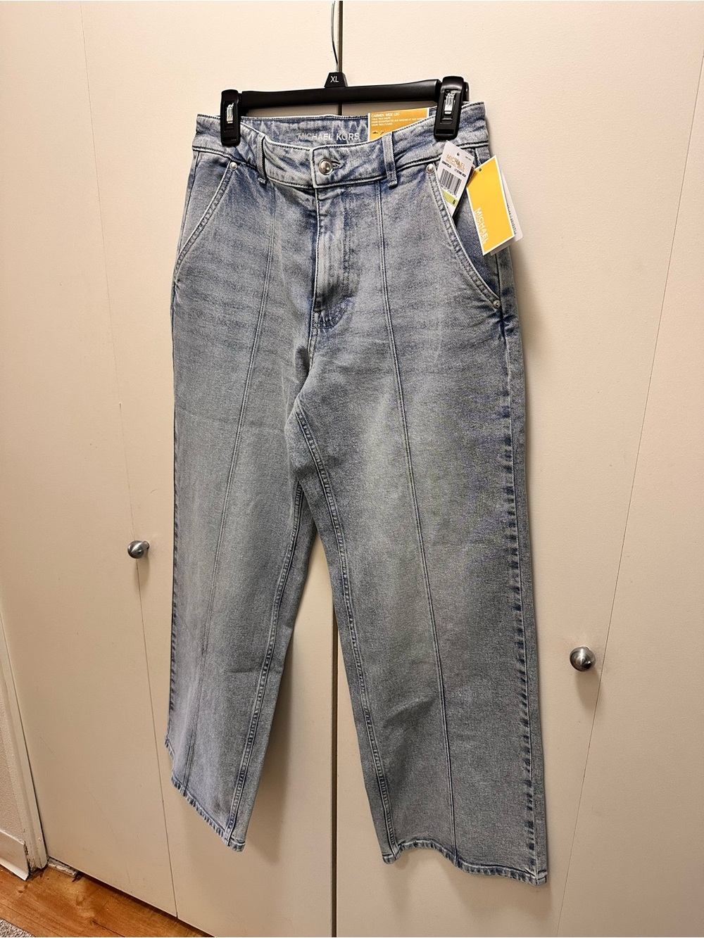 Michael Kors Women's Wide-Leg High Rise Stone Wash Blue Denim Jeans Size 8